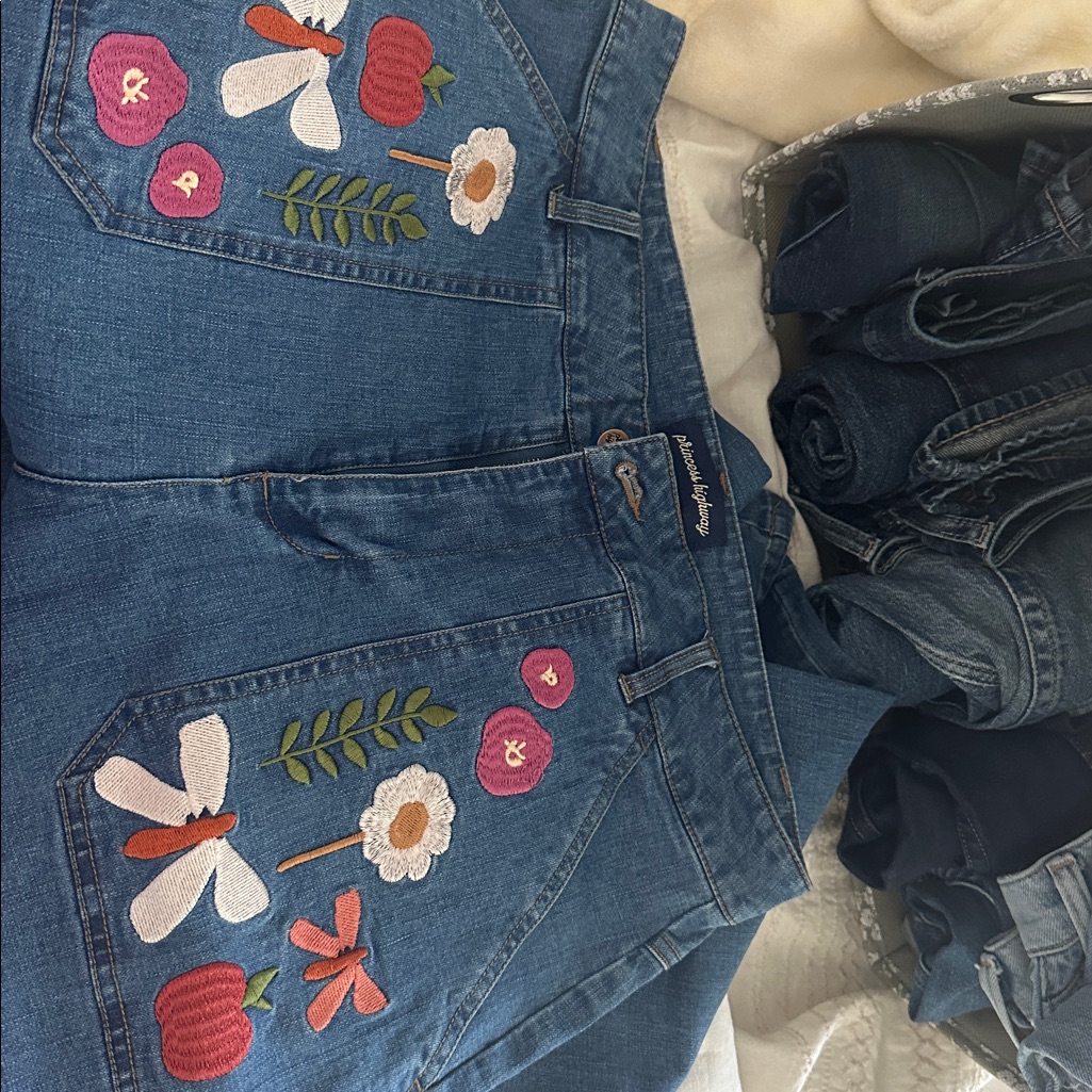 Modcloth Princess Highway Splash Of Nature Embroidered Jeans Au 14